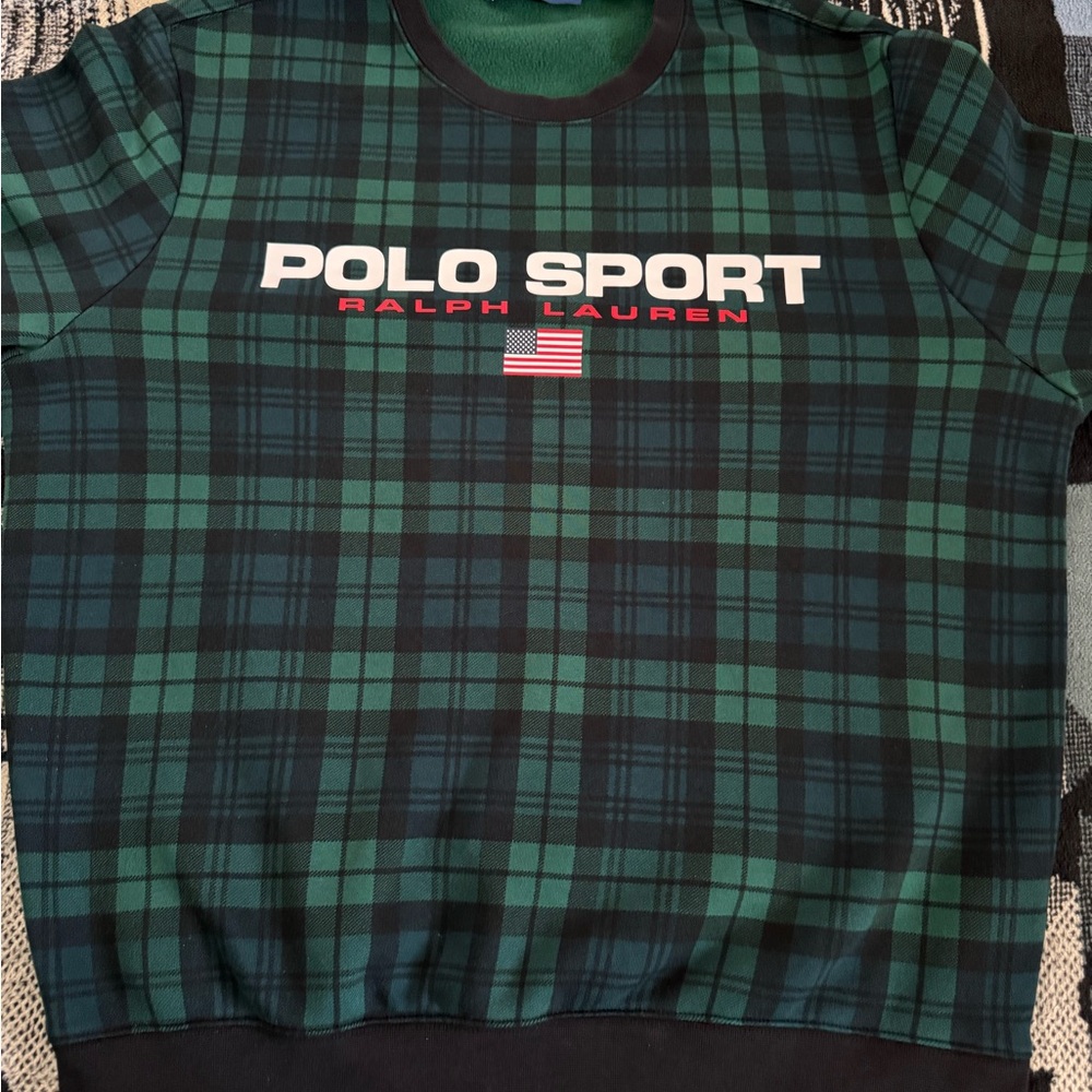 Polo Sport BlackWatch Tartan-Plaid Ralph Lauren Americana Pullover Crewneck